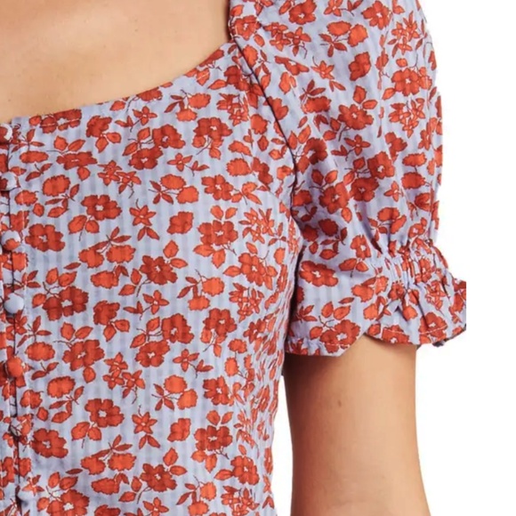 Madewell Kallie Button Front Smocked Top - Picture 1 of 10